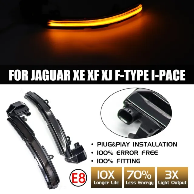 Dynamic LED Side Mirror Indicator Light For Jaguar XE XF XJ F-TYPE I-PACE X250