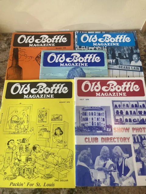 Lot of 5 - 1976 OLD BOTTLE MAGAZINES - Bottle, Insulator and Collectables