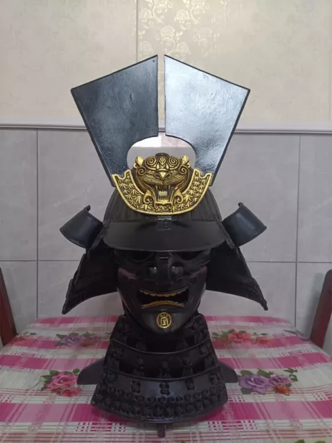 Japanese Samurai 1/1 Wearable Armor Helmet Warrior Full Face Mask Unisex Cosplay