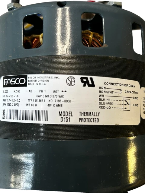 FASCO, E2005, D151, 1/4 - 1/5 -1/6 HP, Motor - NEW IN BOX
