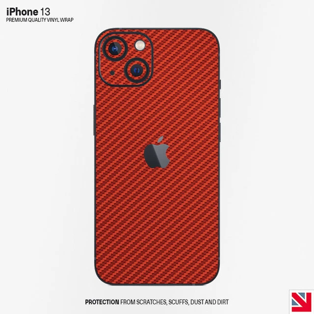 FIBRA DI CARBONIO ROSSO iPhone 13 pelle decalcomania adesivo vinile avvolgente