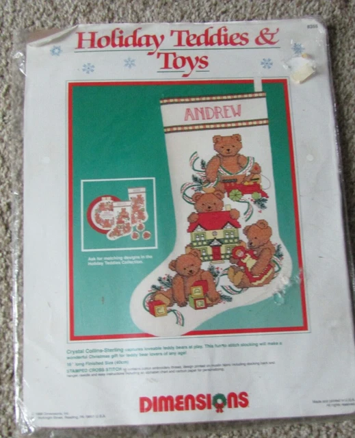 Kit de peluches y juguetes navideños Dimensions con estampado de punto de cruz 8355 Stockin