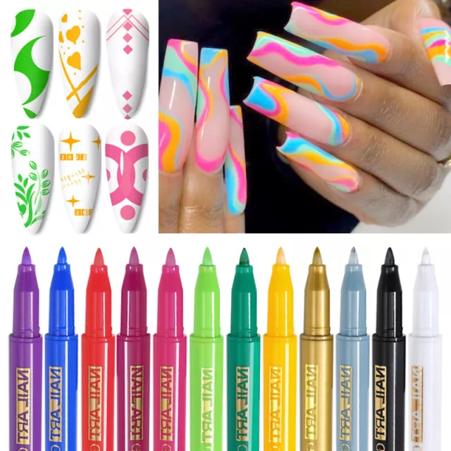 Arte en uñas dibujo lápiz graffiti gel pintura revestimiento marcador blanco pluma uñas manicura