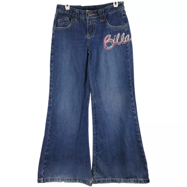 Billabong Denim Relaxed Wide Leg Embroidered Jeans Aus Teen Girls Size 10 Blue