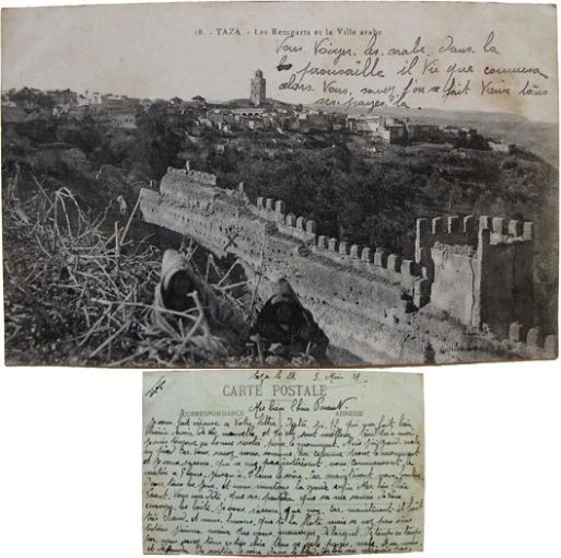 Taza Les remparts et la ville arabe cpa 1921 Maroc