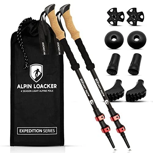 ALPIN LOACKER Bâton de Marche Télescopique Retractable + Sac + Accessoires No...