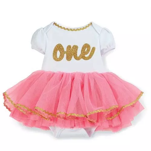 Mud Pie Baby Girls One Birthday Tutu Crawler