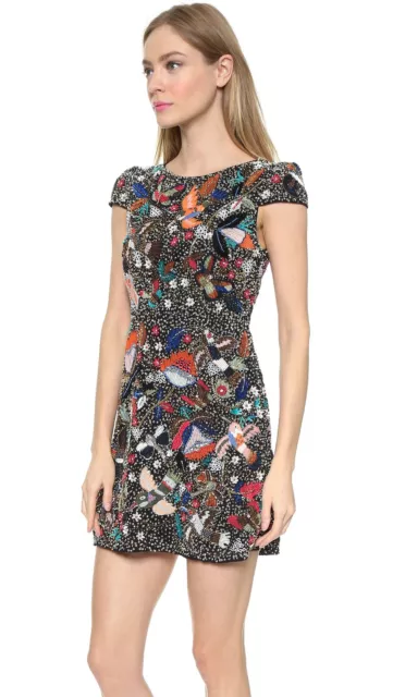 Alice + Olivia Ellen Embellished Beaded Dress Black Multi Size 2 NWOT