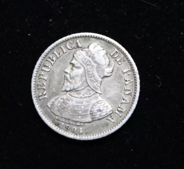 1904 5 Centesimos Panama Silver Foreign World Coin .900 KM# 2