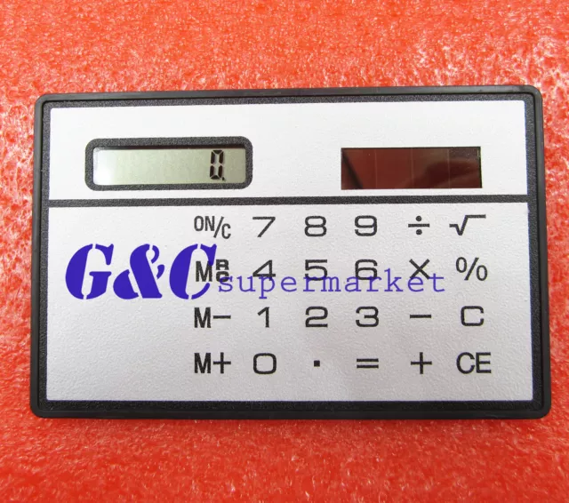 2PCS 8 Digits Ultra Thin Slim Credit Card Solar Power Pocket Calculator White