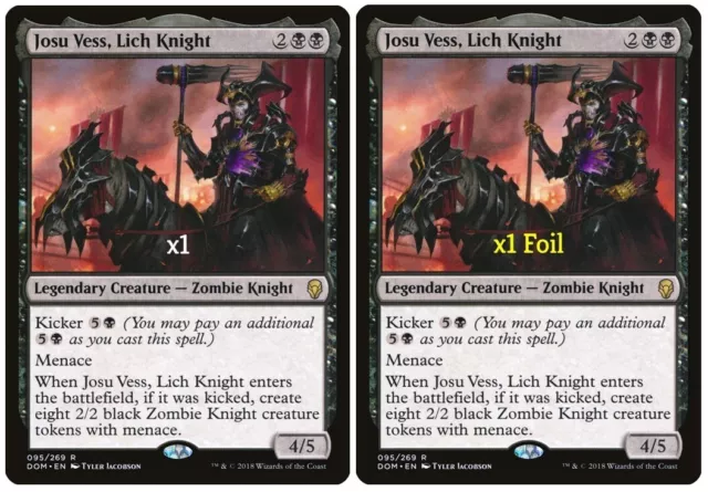 Josu Vess, Lich Knight 1x FOIL DOM MTG Dominaria Rare MINT black Josu Vess, Lich Knight 1x FOIL DOM MTG Dominaria Rare MINT black