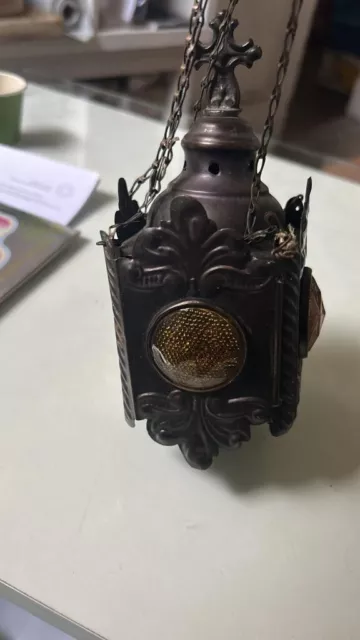 Antica Lanterna Porta Candele Cm 7 In Rame