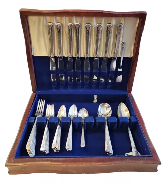 Set Of 52 Oneida Community Silverware Silverplate MILADY 1940 W Box Flatware VTG