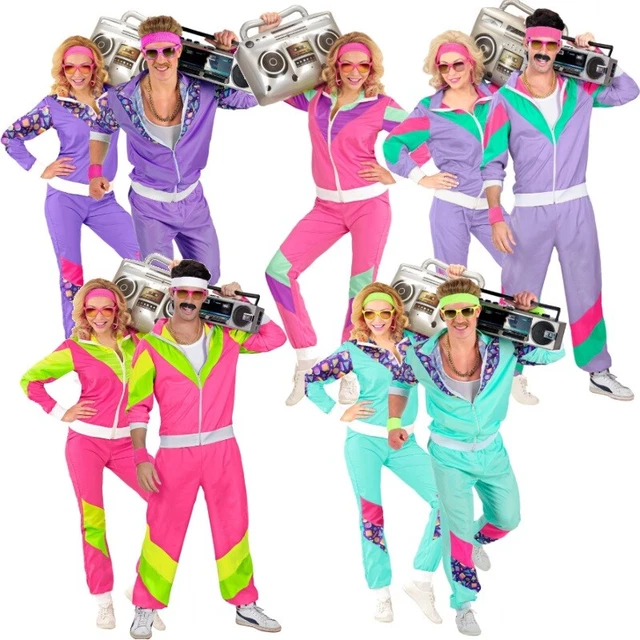 NET TOYS 80er Jahre Sportkostüm Trainingsanzug - Proll Style, Größe L (50/52), Mehrfarbig