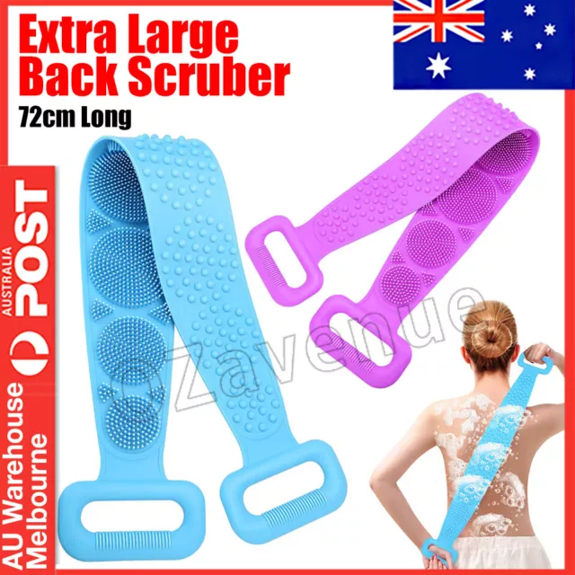 72CM Silicone Body Back Scrubber Brush Exfoliating Washer Belt Massage Strap