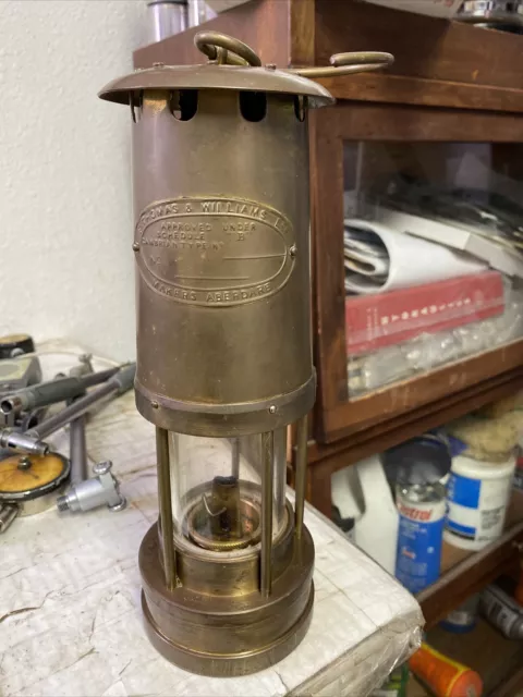 E. Thomas & Williams   Makers Aberdare Wales~ Cambrian Brass Miner’s Lamp (aaa63