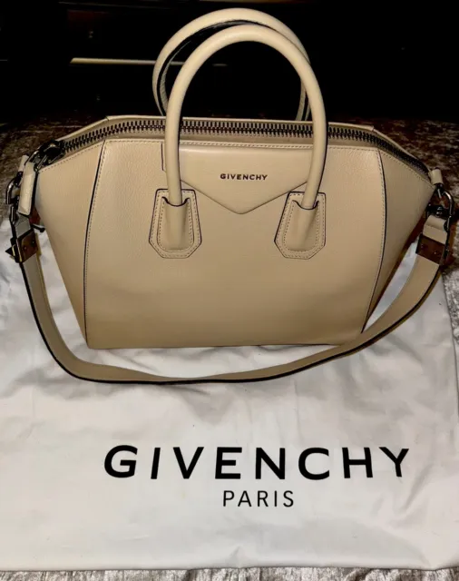 Givenchy Antigona Beige Authentic Leather Satchel Bag Medium with Strap