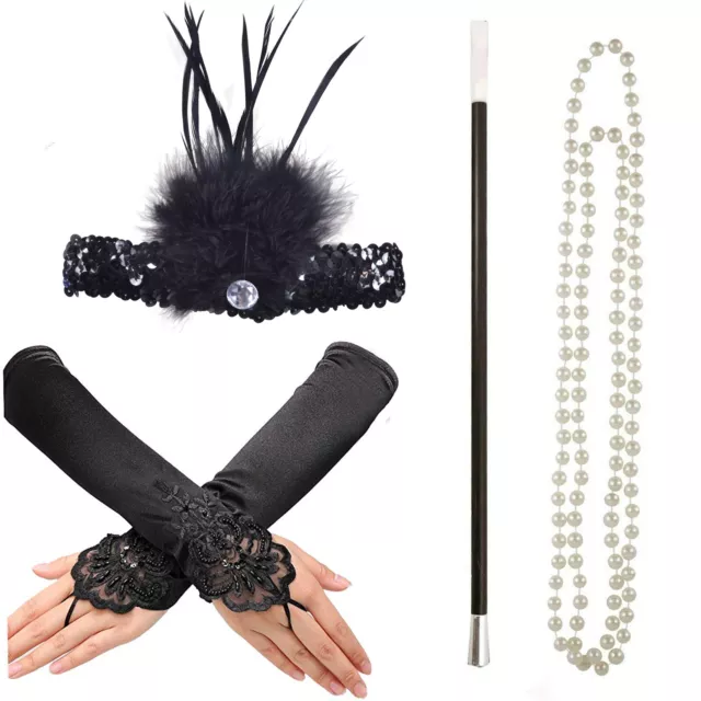 Flapper 1920's Great Gatsby Peaky Blinders Headband Pearls Fancy Dress Costume