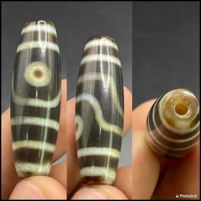 Wonderful Authentic Ancient Rare 2 Eyes 👁 Himalayan Tibetan Old Dzi Bead