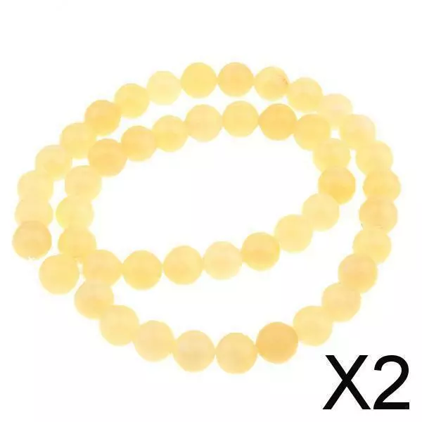 2X Bracelet Collier De Perles Rondes En Jade Jaune à Facettes Naturelles Chic 8
