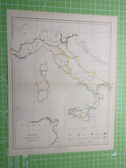 1882 Italy Before The Growth Of The Roman Power Map - Weller