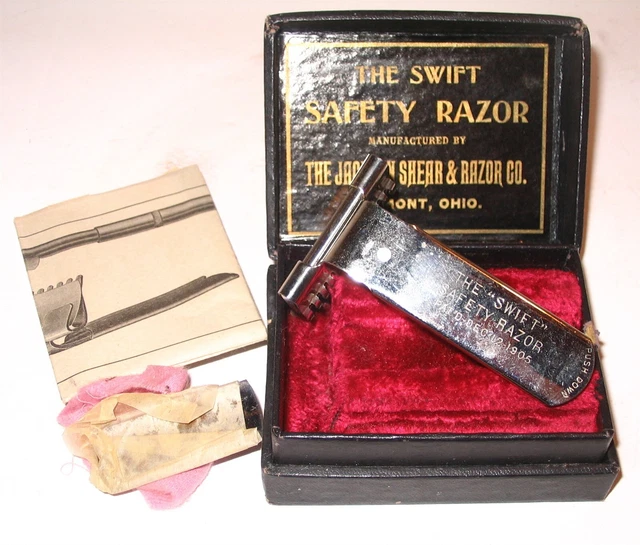 EARLY Swift Safety Razor by Jackson Shear Freemont Ohio RARE Razor in Org Box