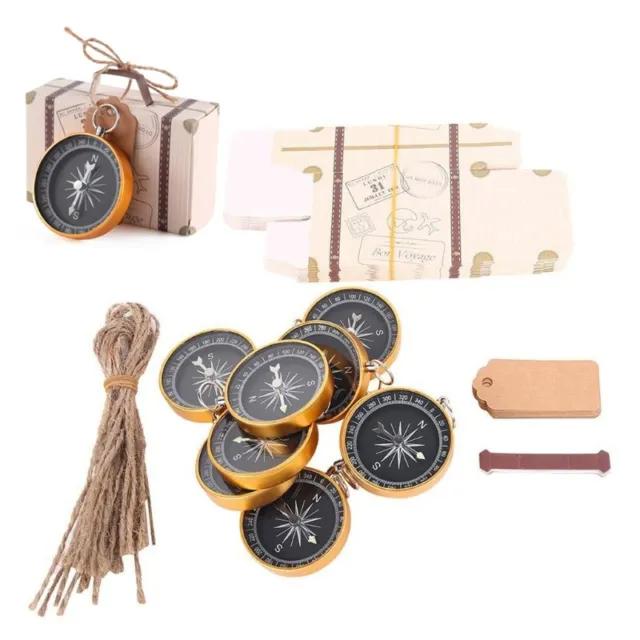 20 Sets Wedding Paper Suitcase Candy  Box with Tags Compass Party Decoration 2