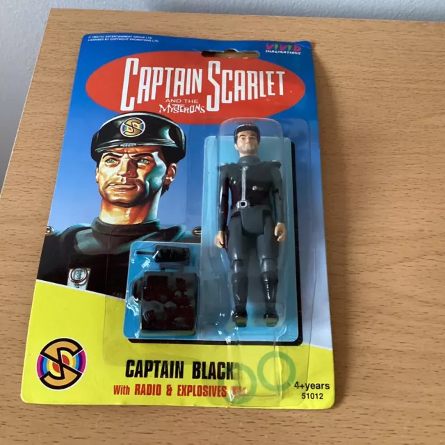 Vintage Vivid Imaginations Captain Black From Captain Scarlet 3.75” Figure Sld.