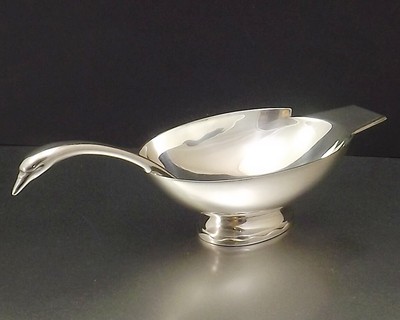 Christofle CHRISTOFLE GALLIA DESIGN FJERDINGSTAD SAUCIERE CYGNE EN METAL ARGENTE VERS 1970 