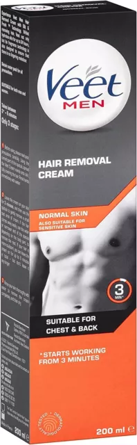 Veet Men Hair Removal Cream Normal Skin 200mL Suitable for Chest & Back