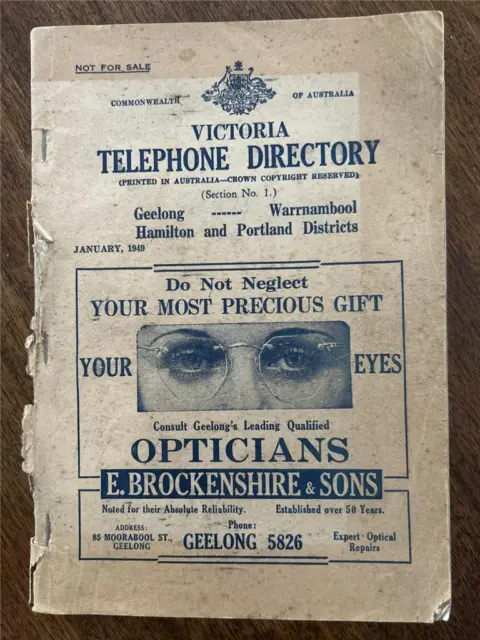 Rare 1949 Victoria Telephone Directory Geelong Warrnambool Hamilton Portland