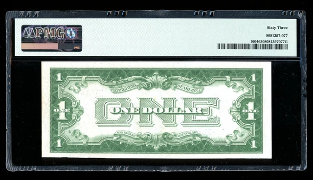 DBR Tough 1928-D $1 Silver Fr. 1604 DB Block PMG 63 Serial D82596573B 2