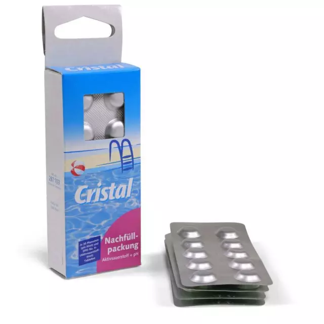 Ersatztabletten Sauerstoff + pH von CRISTAL 2x 30 Tablatten Nachfüllpackung Pool