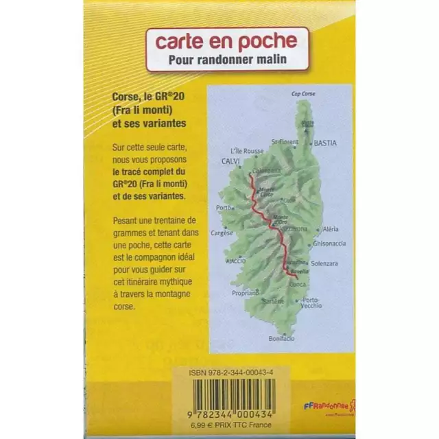 Korsika/Korsika Frankreich Le GR20 Taschen-Routenkarte - Wandern Wanderurlaub 1:50K 2