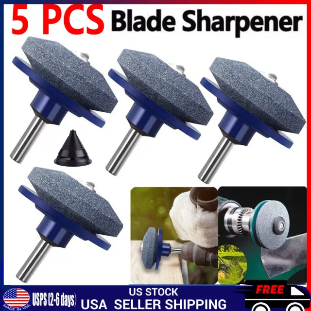5PCS Lawn Mower Blade Sharpener Rotary Stone Grindstone Sharpening Drill Tool HQ