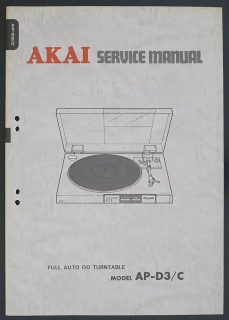 Original AKAI AP-D3/C DD Turntable Service-Manual/Diagram/Parts List o172