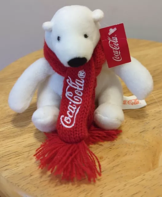 Coca Cola Polar Bear Red Scarf 4" Plush NWT