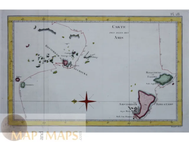 Carte des isles des Amis. Voyage Captain Cook 1778