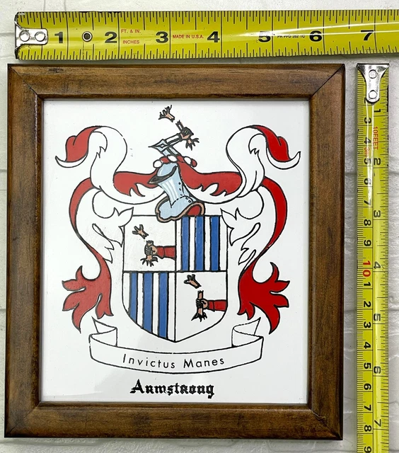 Armstrong Coat of Arms CERAMIC TILE Wall Plaque 6” x 6” Family Name 3