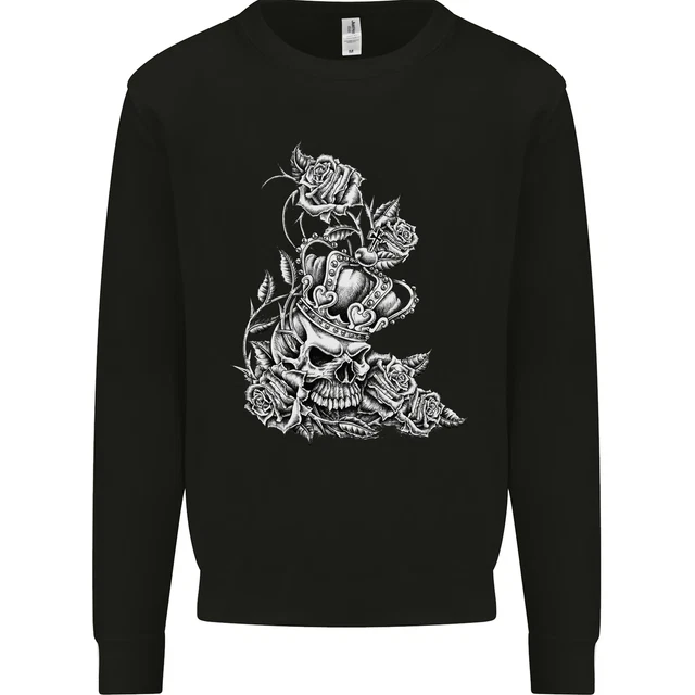 Skull Crown Biker Skull Gothic Heavy Metal Mens Sweatshirt Jumper