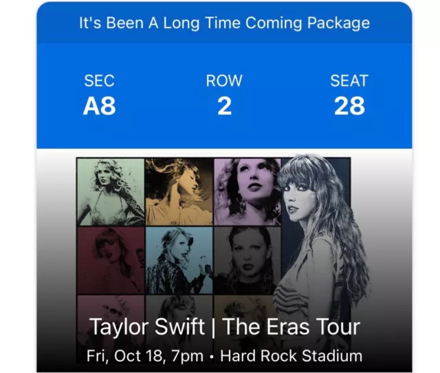 4 TAYLOR SWIFT Tickets Friday Oct 18, 2024 MIAMI FL!! Club Level