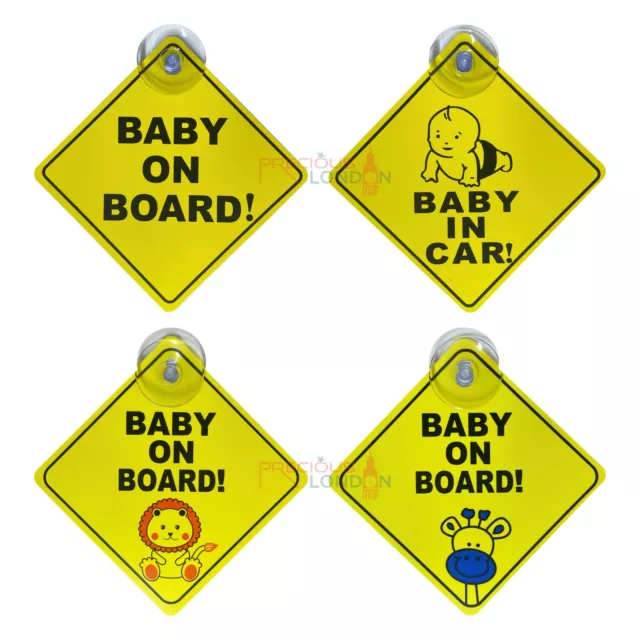 Baby on Board Sign for Car, Kids Safety Warning Signs with Suction Cups UK