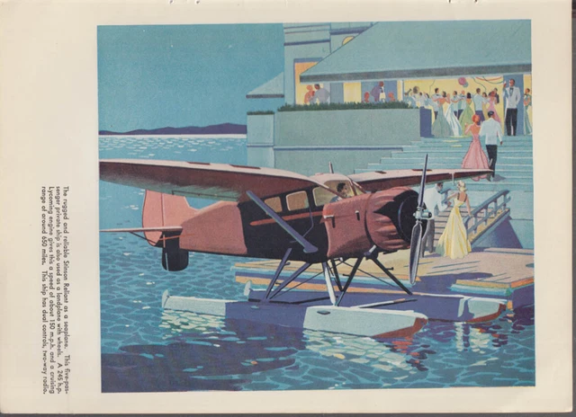 Stinson Reliant seaplane color plate from Air Progress Air Trails Annual 1939-40