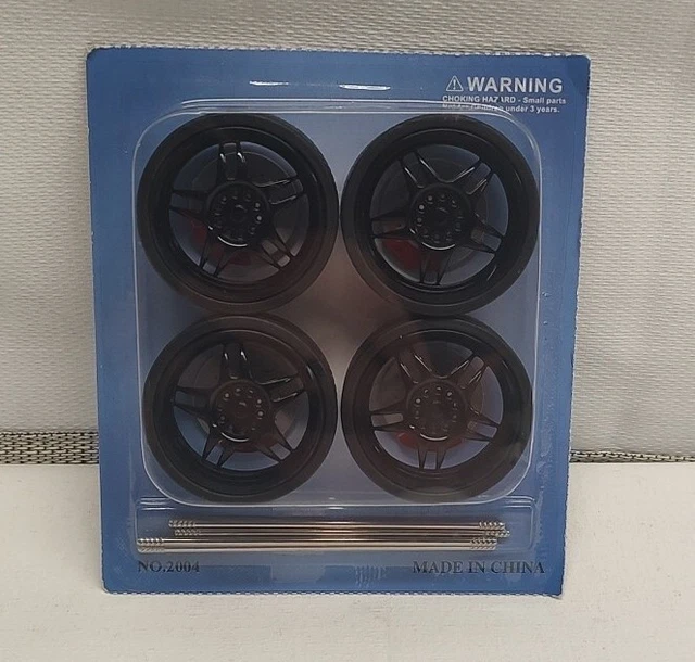 124 SCALE DIECAST Wheels + tyres + axles Black rims to suit Model Cars