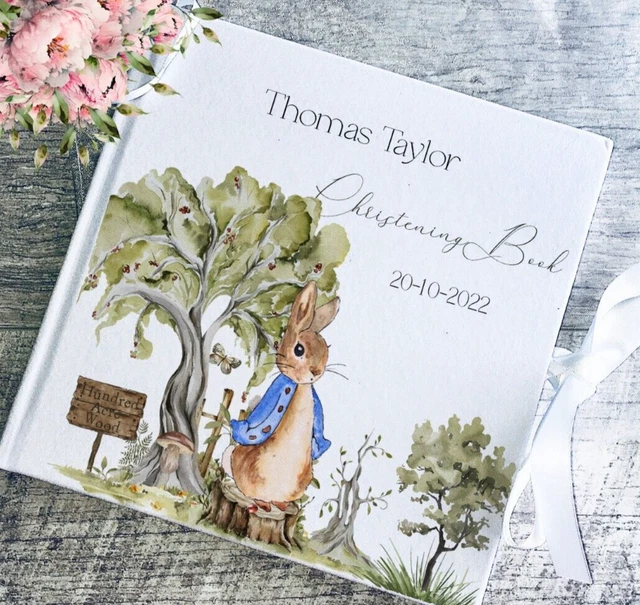 PEter Rabbit BATTESIMO COPERTINA RIGIDA LIBRO PER GLI OSPITI / ALBUM MEMORIA SCRAPBOOK