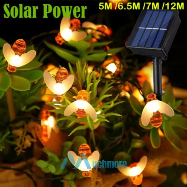 12M/39ft Solar Bee LED Fairy String Light Waterproof Garden Path Yard Warm White