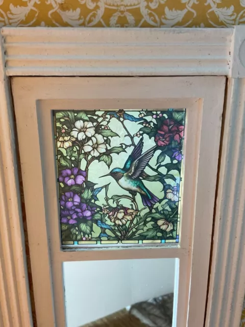 Hummingbird Dollhouse Miniature Victorian  Stained Glass Window Film