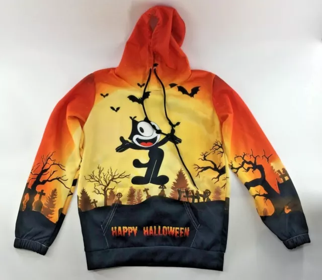 Felix The cat Halloween hoodie kids size large hoodie with pockets NEW