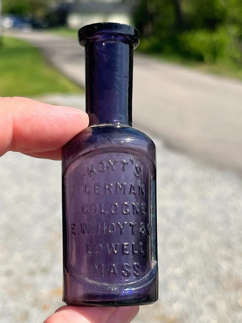 Antique Purple Hoyt's German Cologne E.W. Hoyt Lowell Mass. Bottle