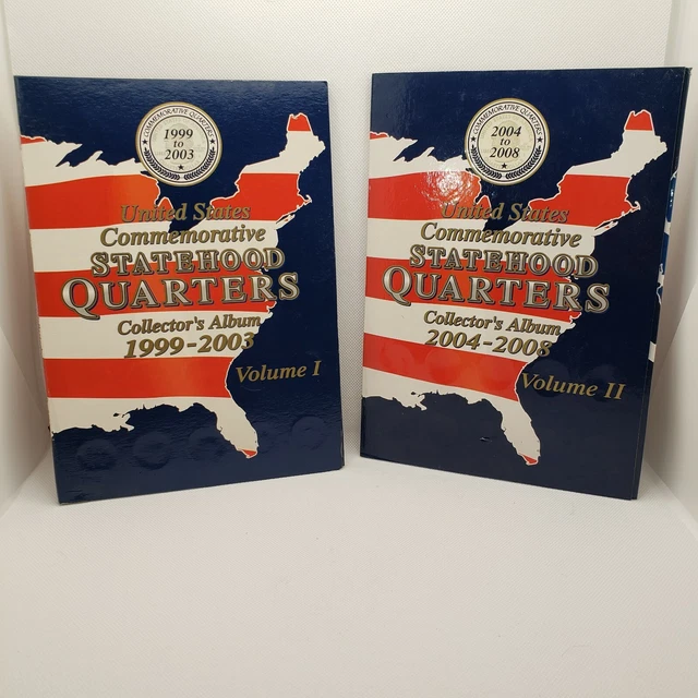 State Quarters 82 Coins + 2 East West Albums Vol 1 ('99-'03) & Vol 2 ('04-08)